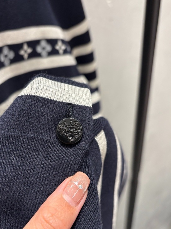 Authentic Louis Vuitton Navy and White Striped Cardigan - Picture 5 of 7